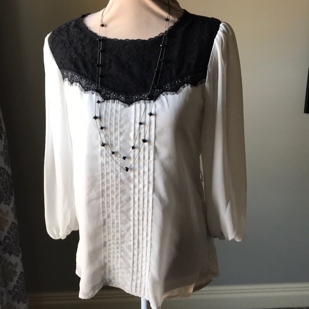 Black and white lace top